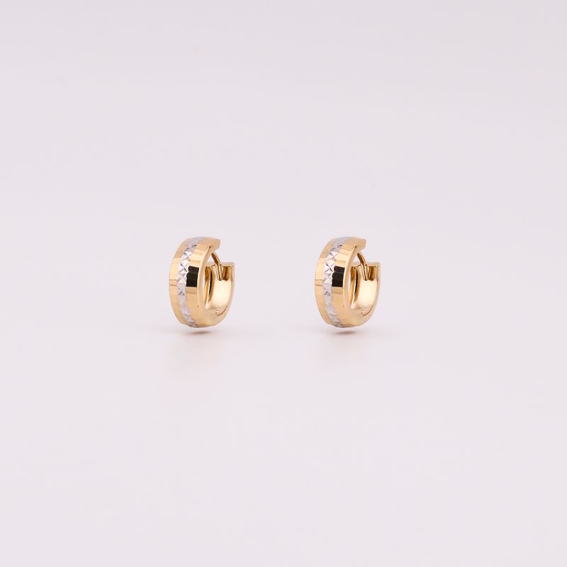 Aretes Huggies Linea Bn. Diamantada 14k 1.2g