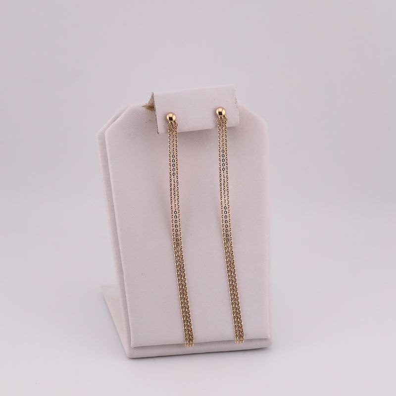 Aretes Largos Cadena 14k. 1.7g