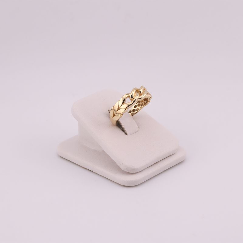 Anillo Cadena De Hojas 14k 2.2g #8.5