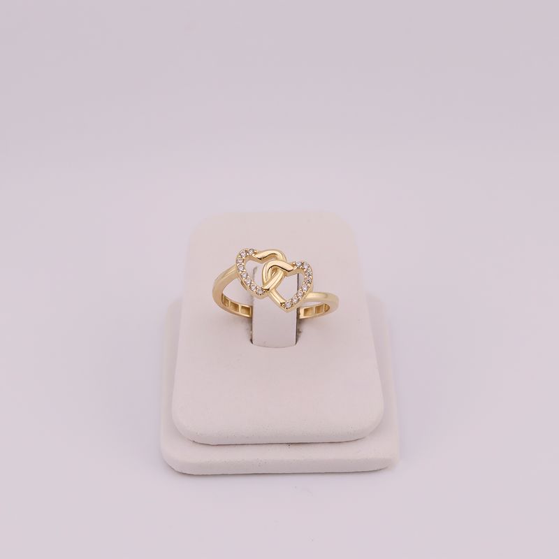 Anillo 2 Corazones C/p Bca 10k 1.7g #8