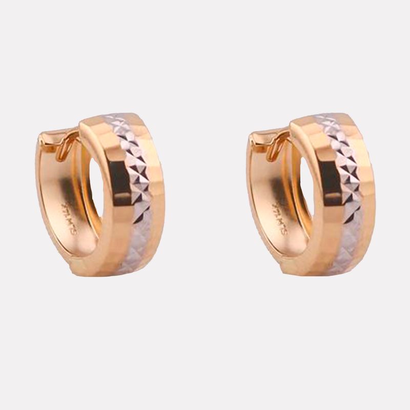 Aretes Huggies Linea Bn. Diamantada 14K 1.2g