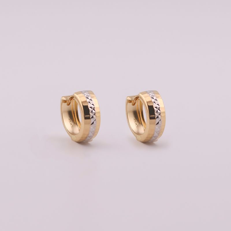 Aretes Huggies Linea Bn. Diamantada 14k 1.2g