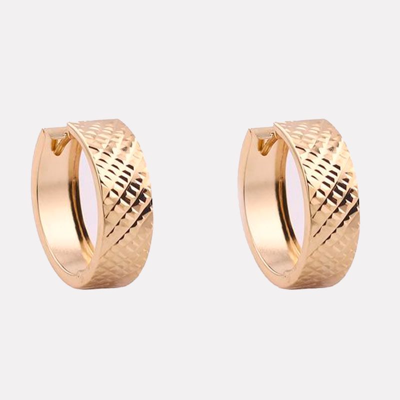 Aretes Huggie Ancho Chico Diamant. 14K 2.2g