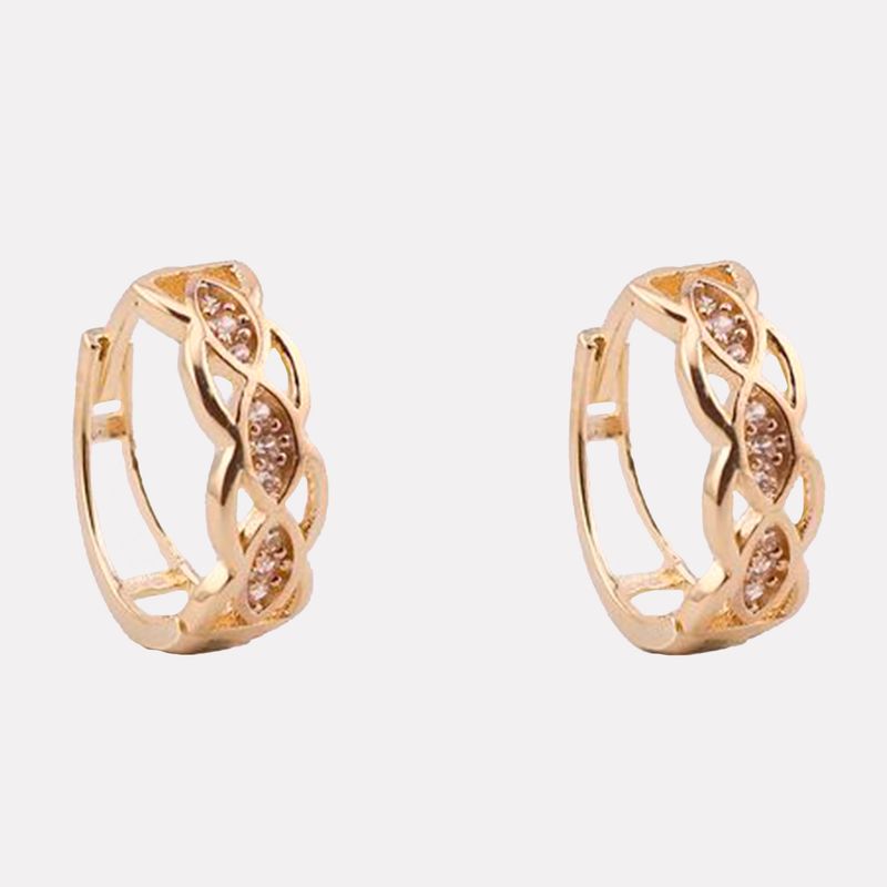 Aretes Huggie Cruzado C/p 14K 2.2g