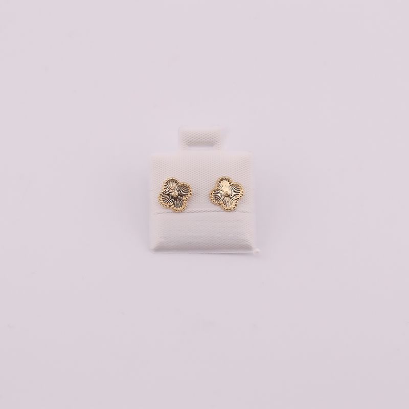 Broqueles Flor De 4 Hojas 10k 0.2g