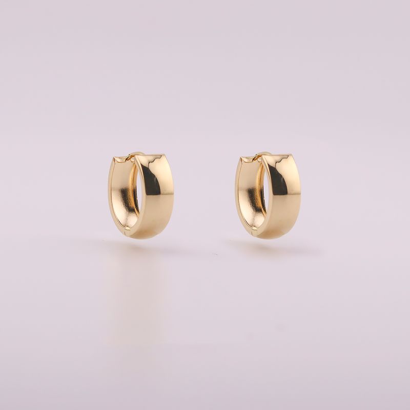 Aretes Huggie Ancho Liso  14k 2.4g
