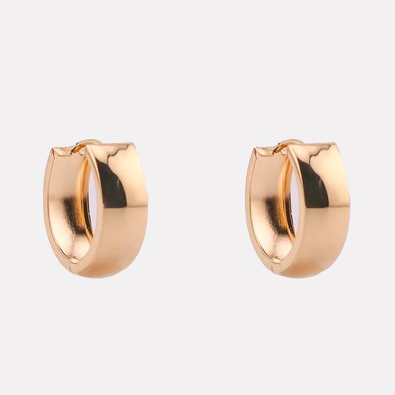 Aretes Huggie Ancho Liso 14K 2.4g