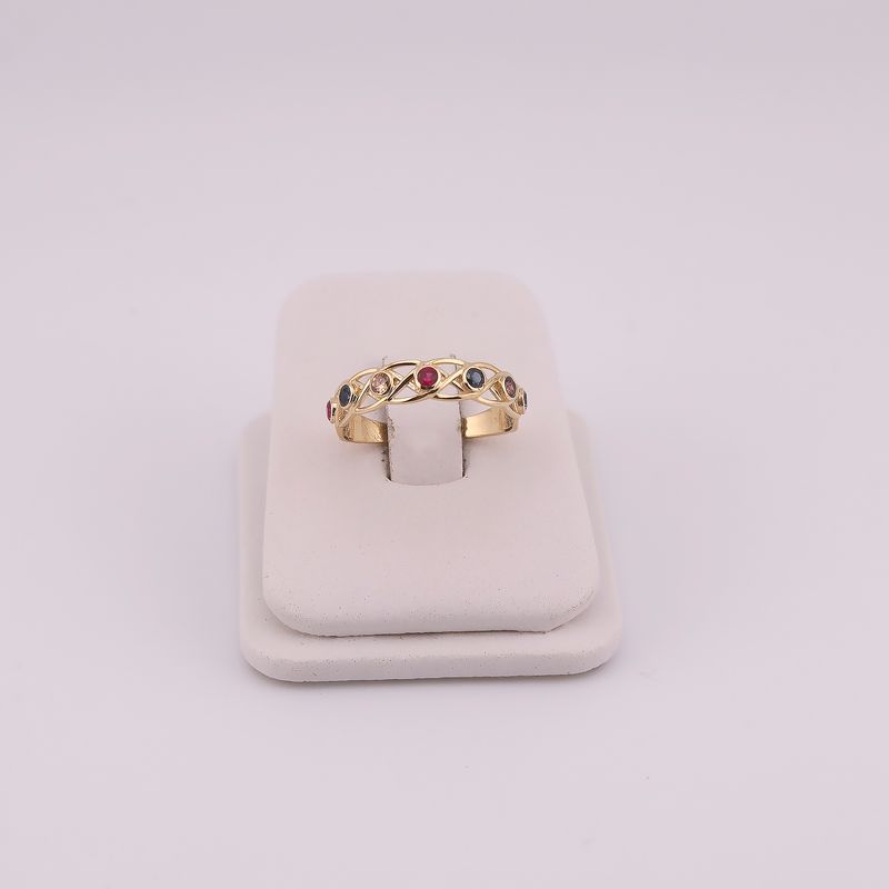 Anillo Trenzado C/p Colores 14k 1.6g #8