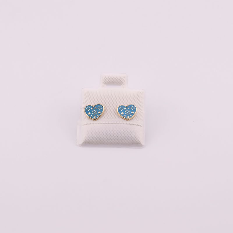 Broqueles Corazon Flor 10k 0.3g