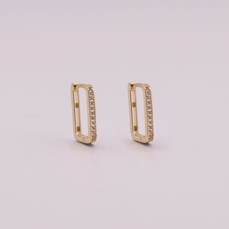 Aretes Huggie  Rect.  C/p 14k 1.4g