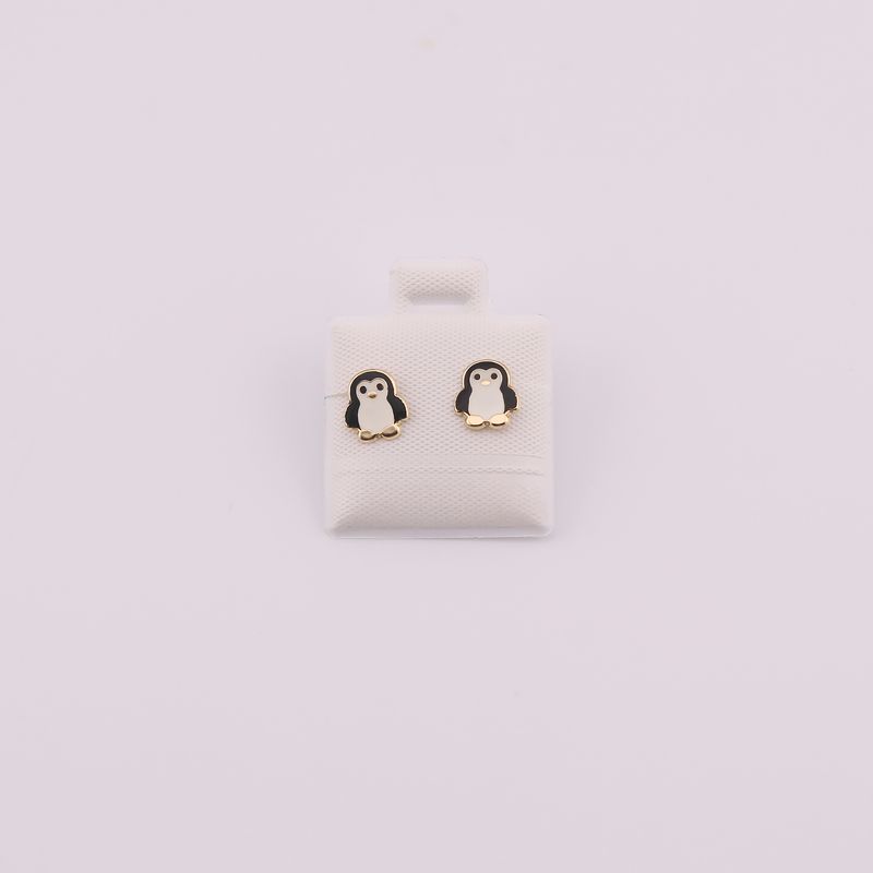 Broqueles Pingüino Esmalte 10k 0.3g