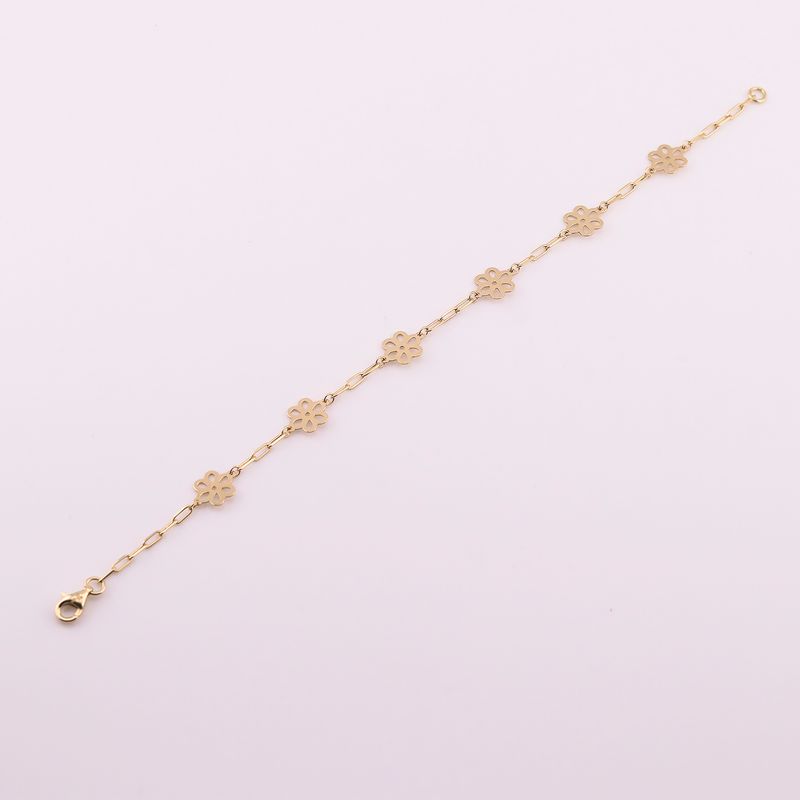 Pulsera Flores Lisa 14k 2g 17cm