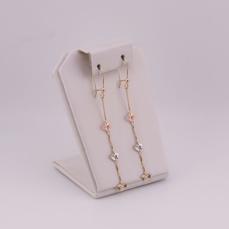 Aretes Largos Crzones 3tns 14k 1.4g