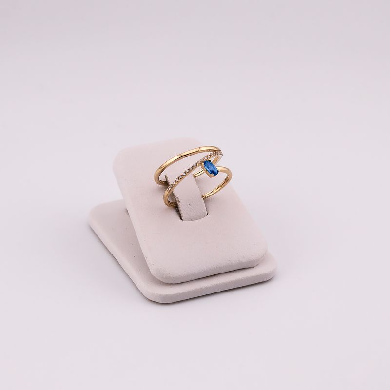 Anillo Lineas C/p Azul 14k 2.4g #7