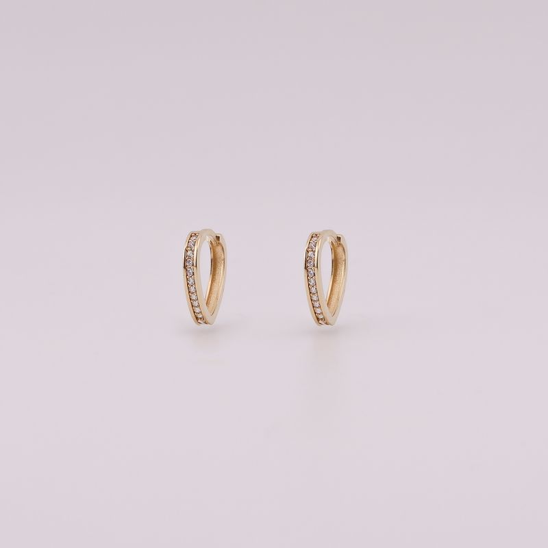 Aretes Huggie  Corazon C/p  14k 2.1g