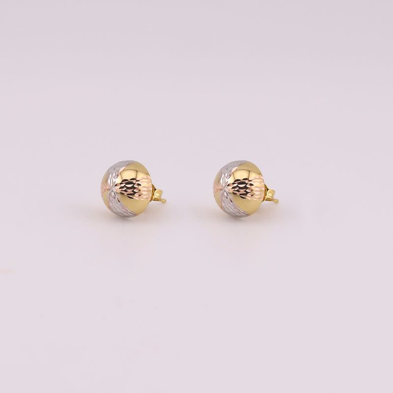 Aretes Hongo 3 Tonos 14k 1.6g