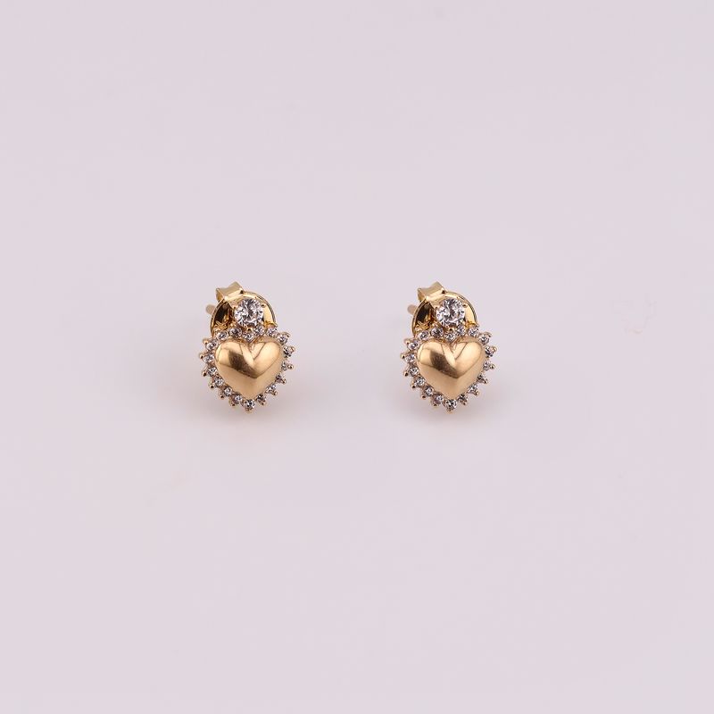 Aretes Corazon C/p 14k 1.6g