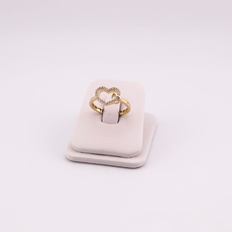 Anillo Corazon Doble C/p 14k 2.1g #7.5