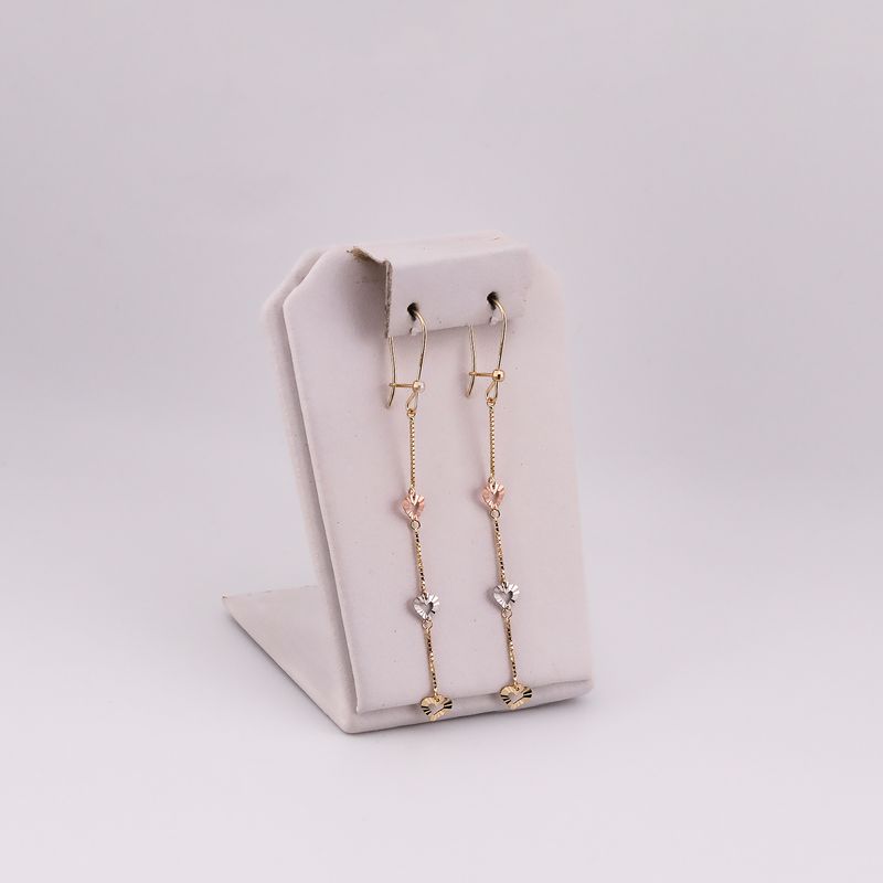 Aretes Largos Crzones 3tns 14k 1.4g