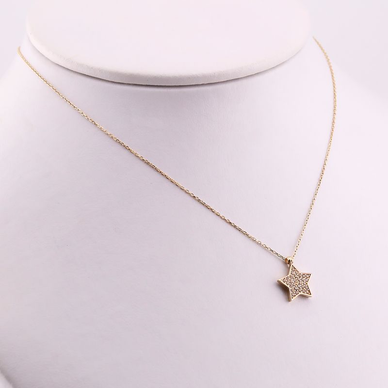 Gargantilla Estrella Piedras 14k 2.0g