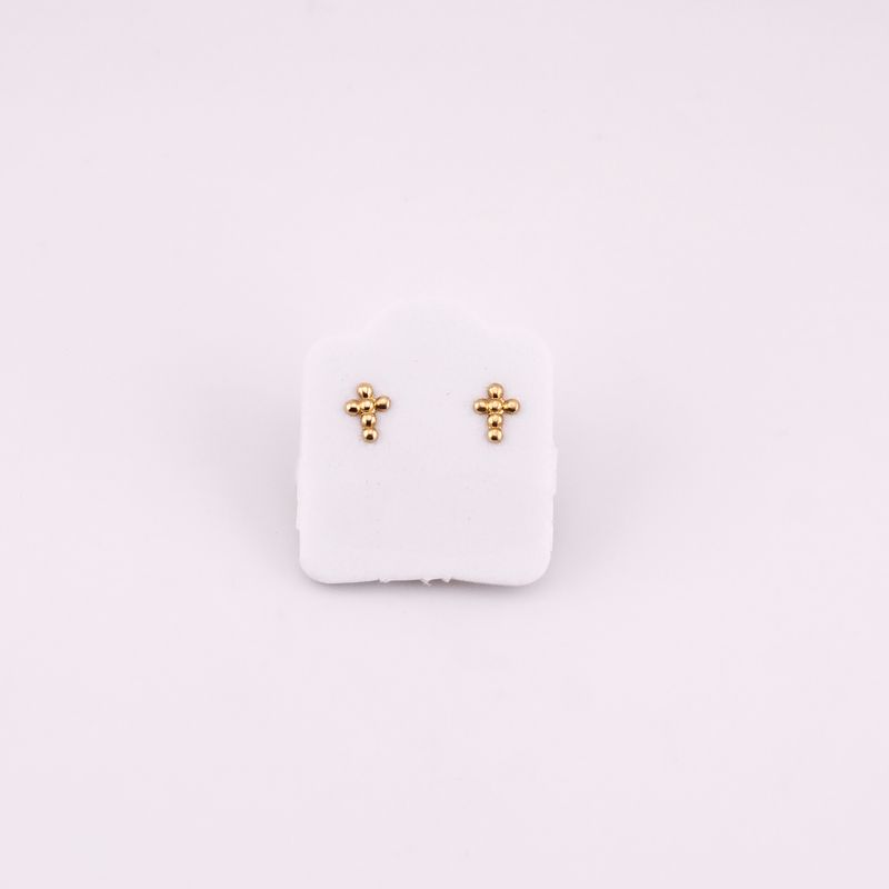 Broqueles Cruz Mini Bolitas 10k 0.1g