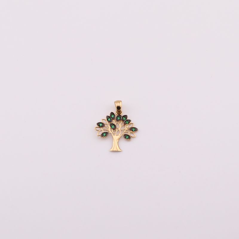 Dije Arbol C/ P Verde 14k 0.7g