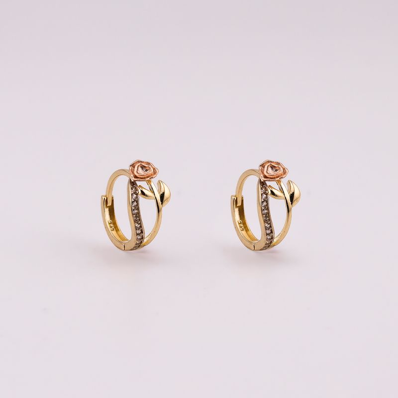 Aretes Huggie Rosa  C/p 14k 2.1g