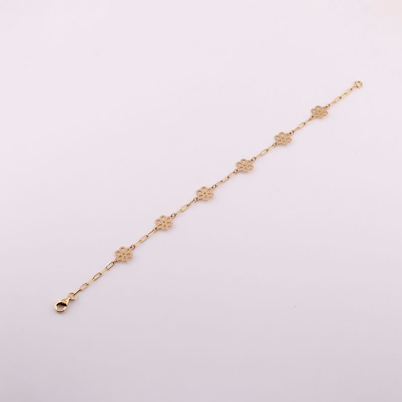 Pulsera Flores Lisa 14k 2g 17cm