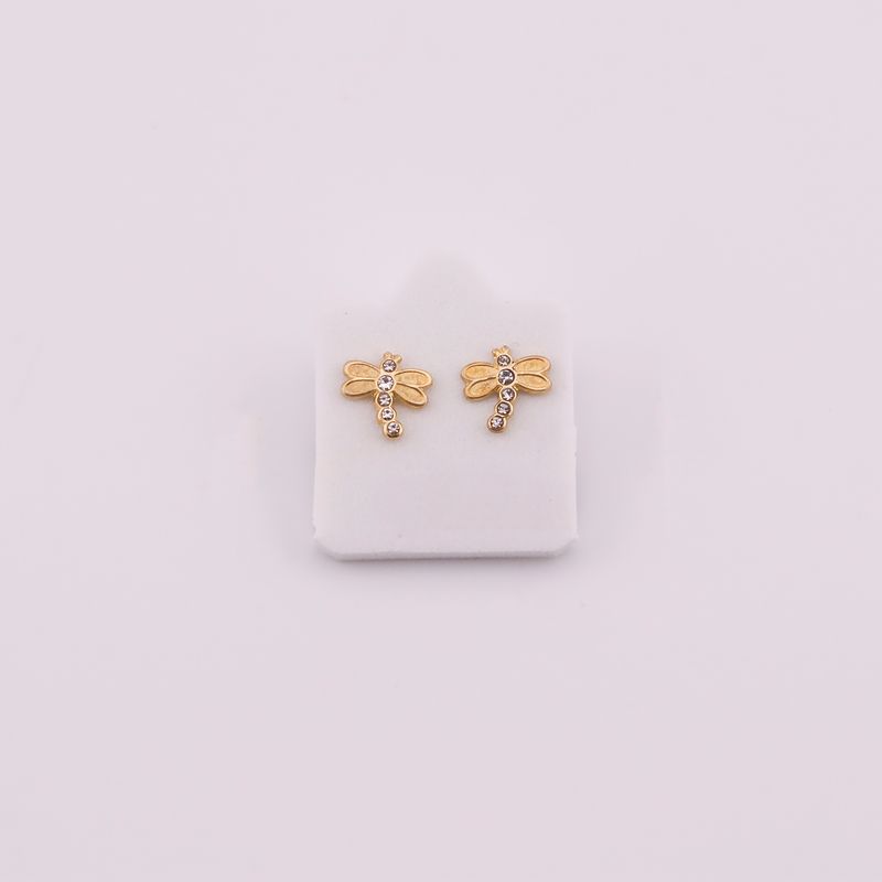 Broqueles Libelula 5 Piedras 10k 0.2g