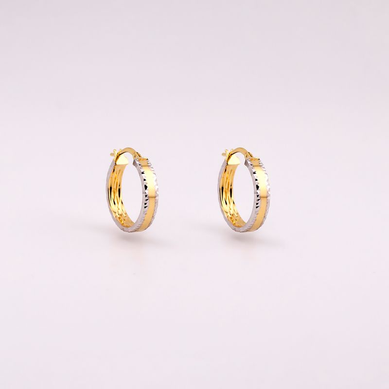 Arracadas Dos Tonos Diamantadas 14k 1.9g