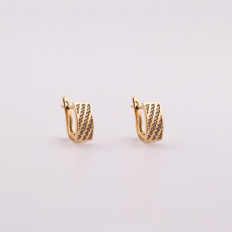 Aretes Rectangular  C/p Broche Patente 14k 2.5g