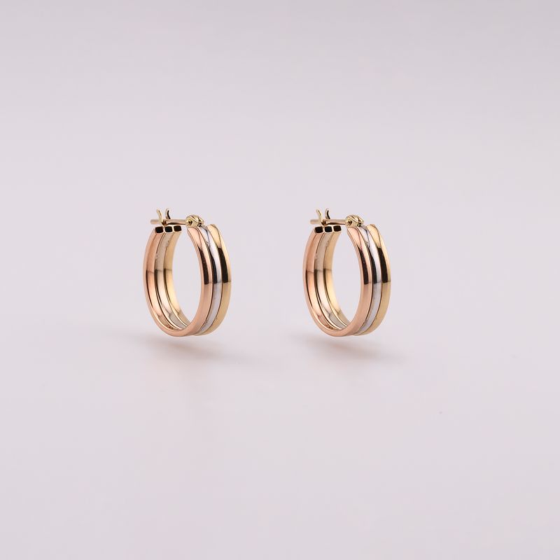 Arracadas Chicas Triple Tonos 14k 2.2g