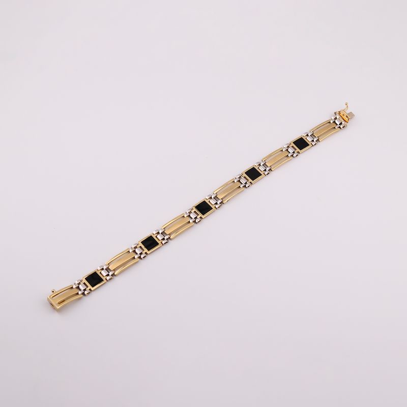 Pulso Placas C/p Negra  14k 19.4g 20cm