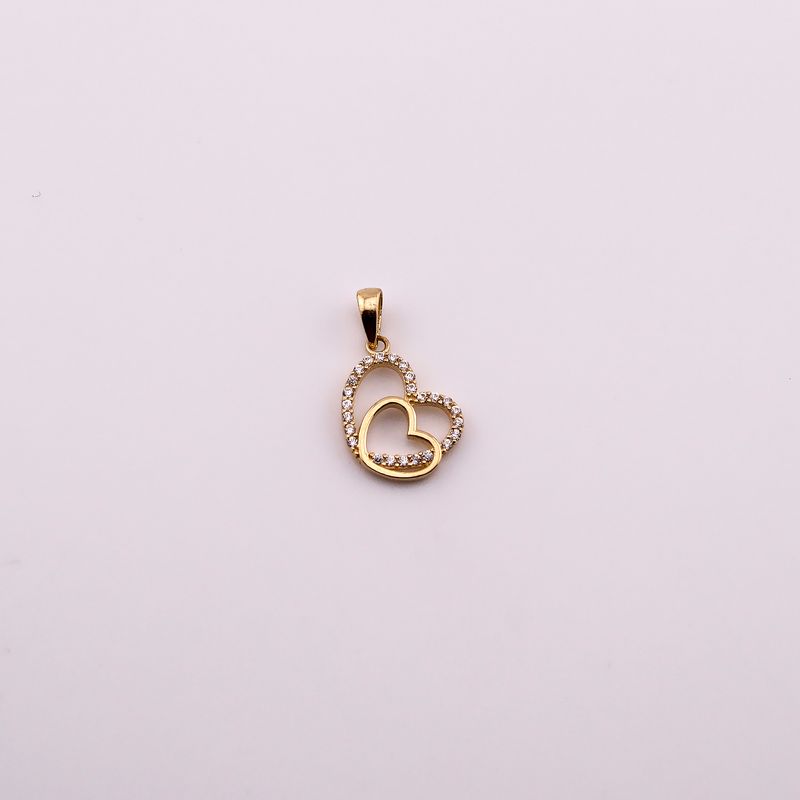 Dije Doble Corazon C/p 14k 0.9g