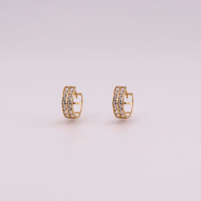 Aretes Huggies Doble C/piedras Bns. 14k 1.8g