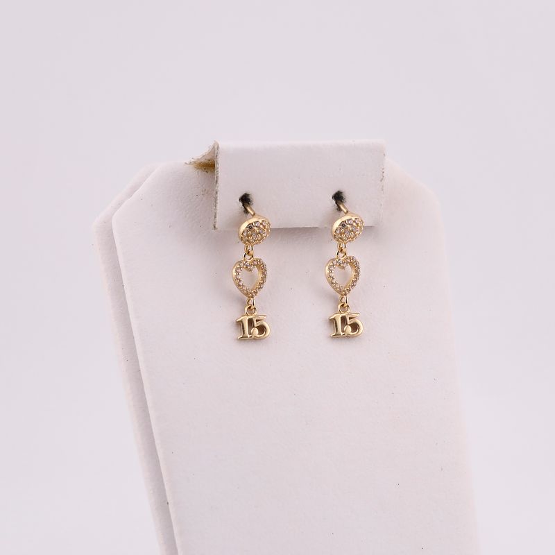 Aretes Corazon C/p 15 Años 14k 2g