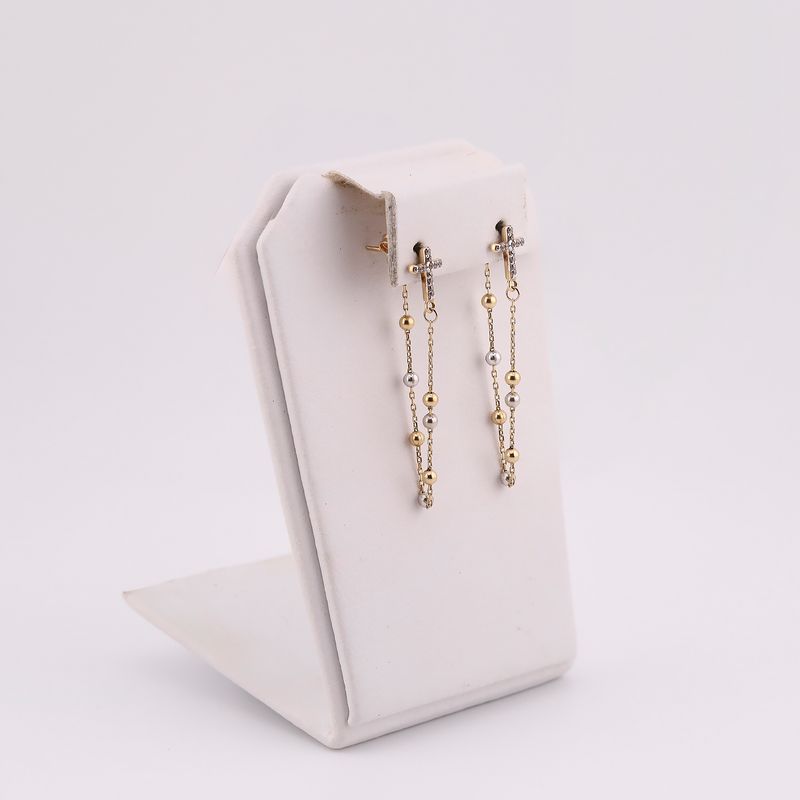 Aretes Cruz Colg. 14k 2.1g