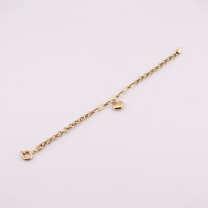Pulsera Corazon Inflado  14k 4.1g 17cm