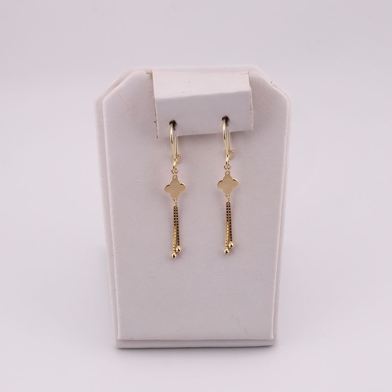 Aretes Largos Flor 14k 1.2g