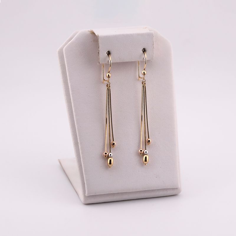 Aretes Largos Lisos 3tns 14k 2.1g