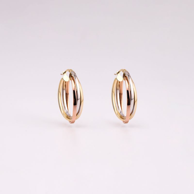 Arracadas Ovalo Triple Tnos 14k 3.9
