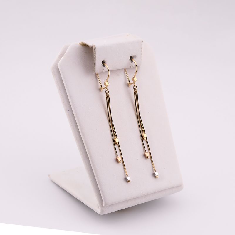 Aretes Largos Piedra 3tns 14k. 1.8g
