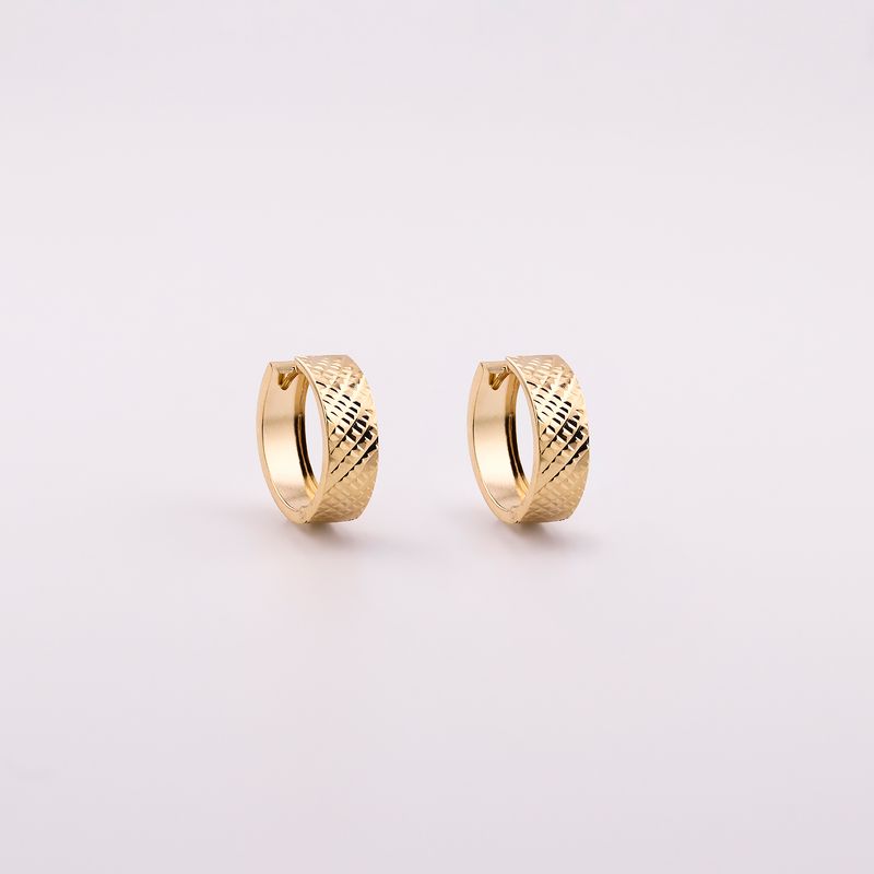 Aretes Huggie Ancho Diamant. 14k 2.4g