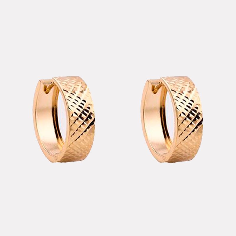 Aretes Huggie Ancho Diamant. 14K 2.4g