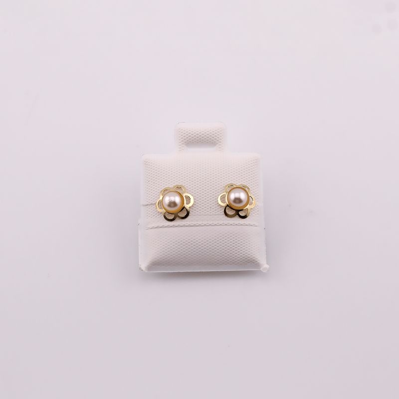 Broqueles Flor C/perla 10k 0.2g