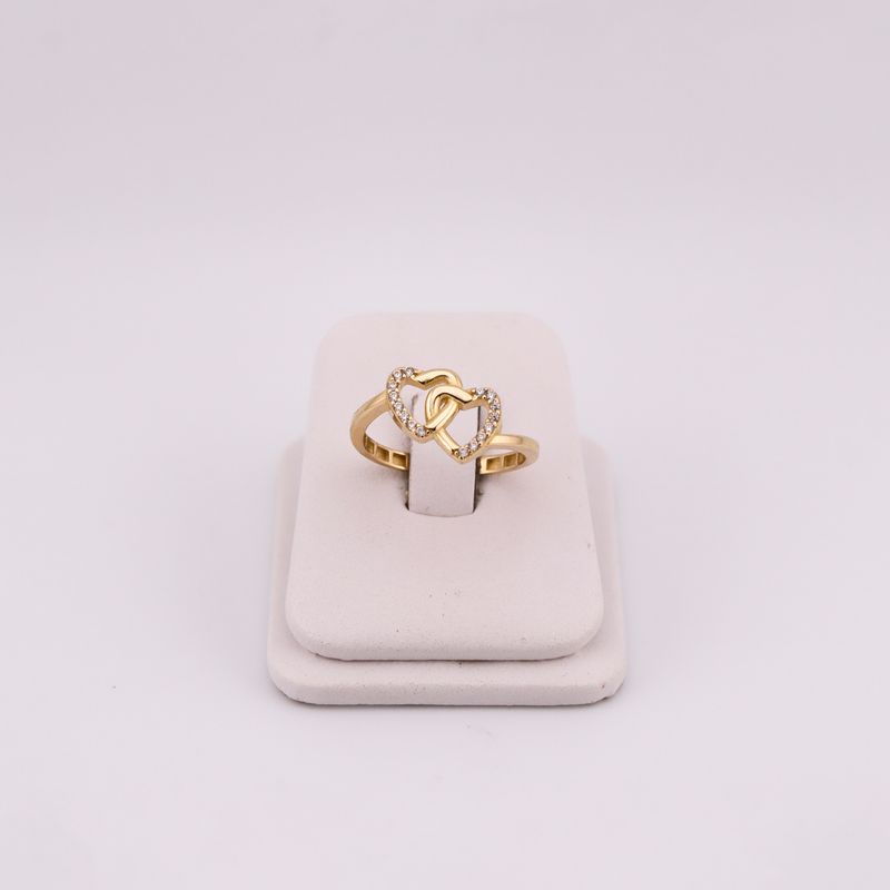 Anillo 2 Corazones C/p Bca 10k 1.7g #7