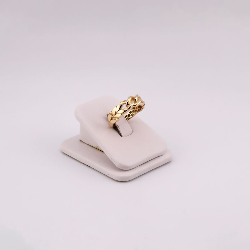 Anillo Cadena De Hojas 14k 2.2g #6.5