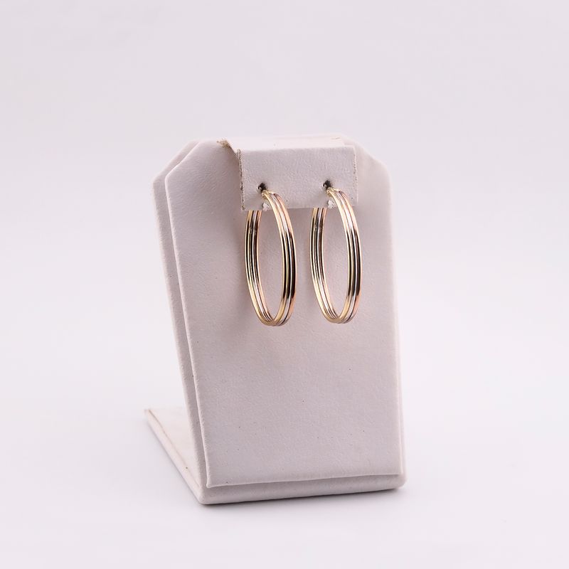 Arracadas Ovalo Triple Tnos 14k 3.2