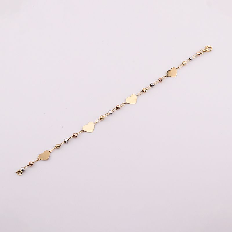 Pulsera Borlas/corazon 14k 2.8g 17cm