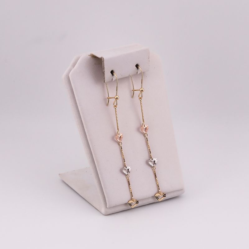 Aretes Largos Crzones 3tns 14k 1.4g